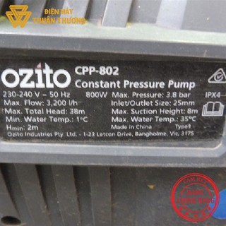 Máy Bơm Nước Áp Suất Không Đổi 800W 3200L/Giờ Ozito CPP-802