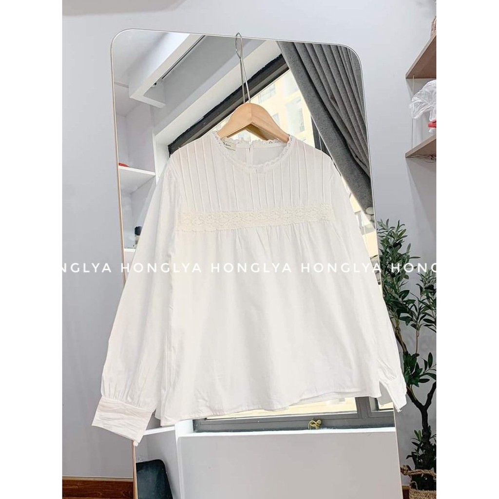 [Ảnh thật/video] Áo sơ mi cách điệu phần cổ xinh xắn freesize dưới 56kg