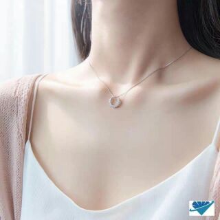 DÂY CHUYỀN BẠC MẶT TRÒN NẠM ĐÁ