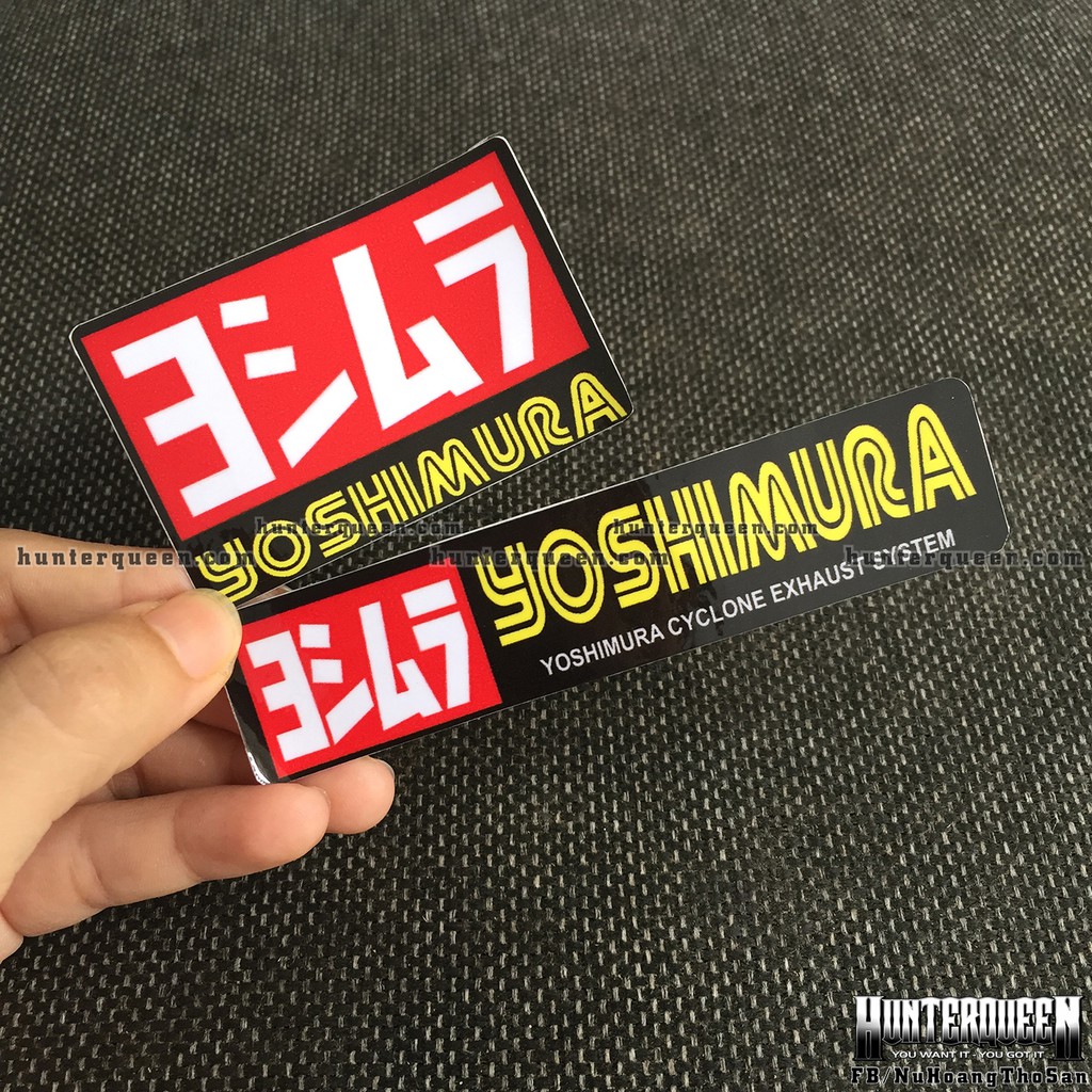 Logo YOSHIMURA[6.9x4.5cm] Hình dán decal siêu dính, chống nước, tem đua trang trí xe máy