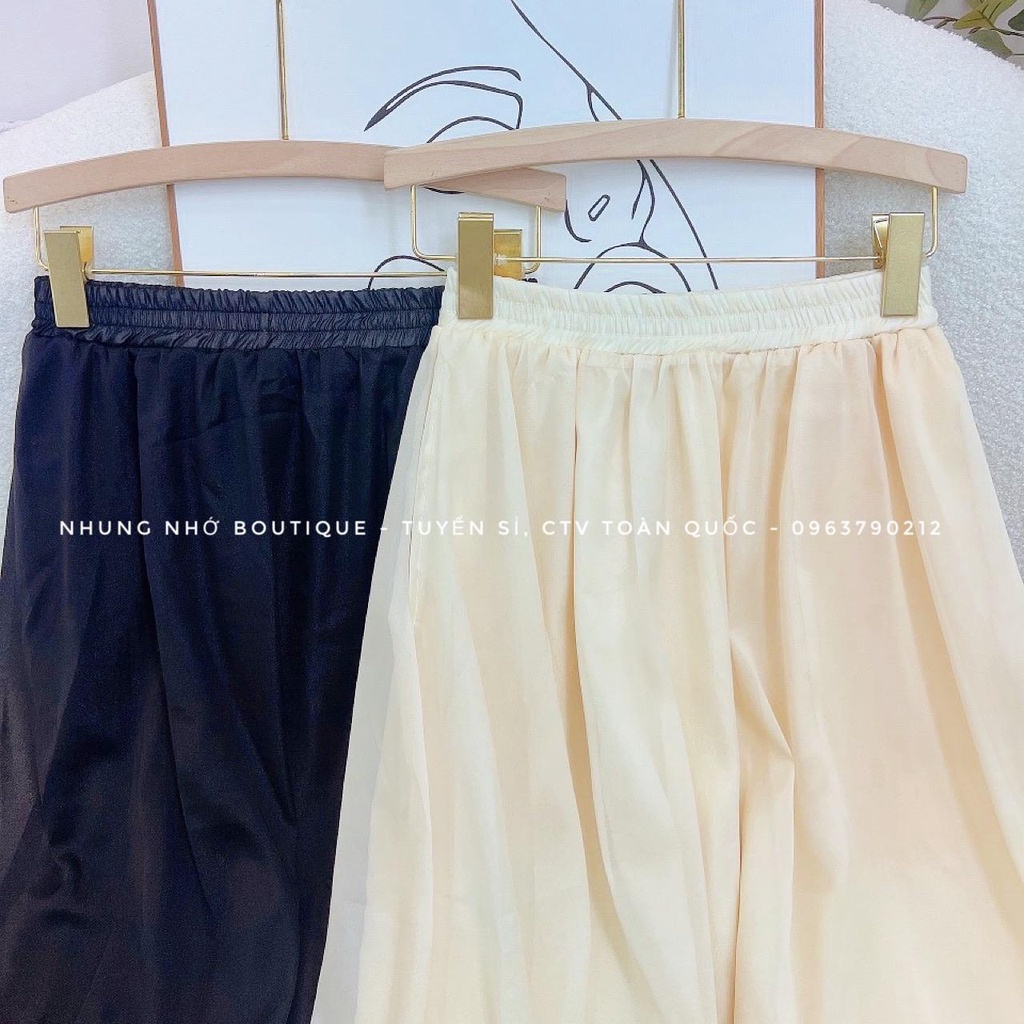 Chân váy tơ xoè trơn quốc dân 2 lớp cạp chun co giãn hàng Quảng Châu A1251N Nhung Nhớ
