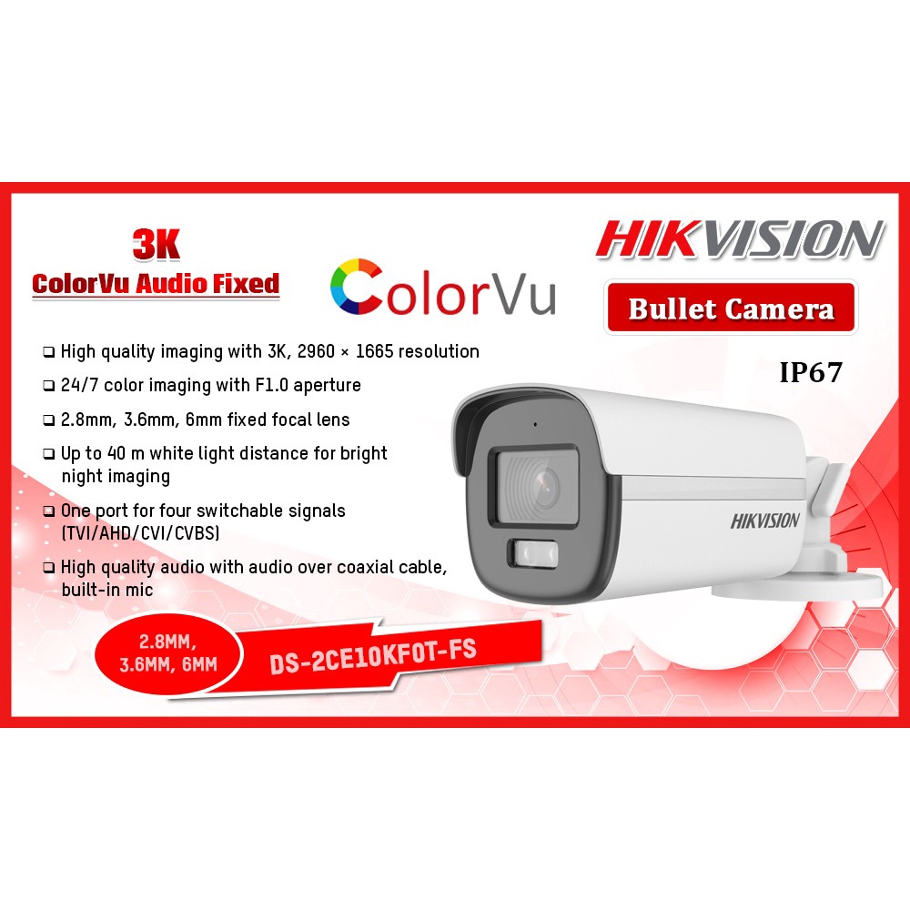 Camera 5MP HIKVISION DS-2CE10KF0T-FS có màu ban đêm, full color, colorvu (chính hãng Hikvision Việt Nam)