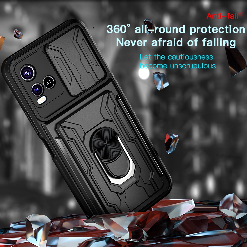 Ốp Điện Thoại Armor Có Ngăn Đựng Thẻ Cho VIVO T1x Y21 Y21S Y33S Y33T Y21T 4G 5G