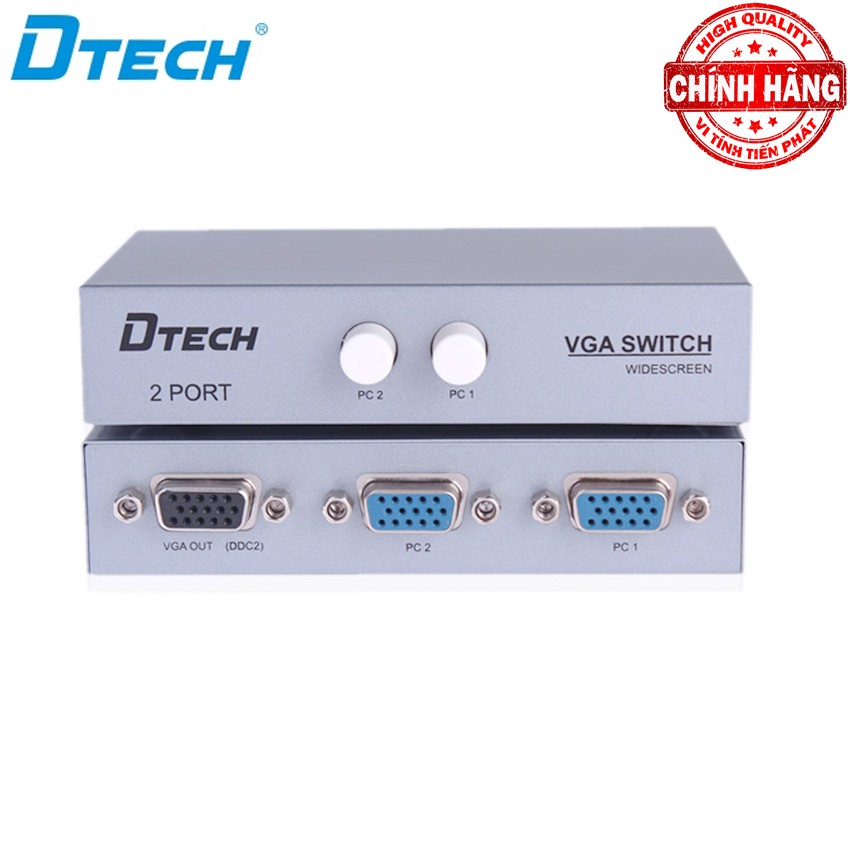 Switch bộ chia cổng VGA 2 ra 1 (2 máy tính ra 1 màn hình) Dtech DT-7032