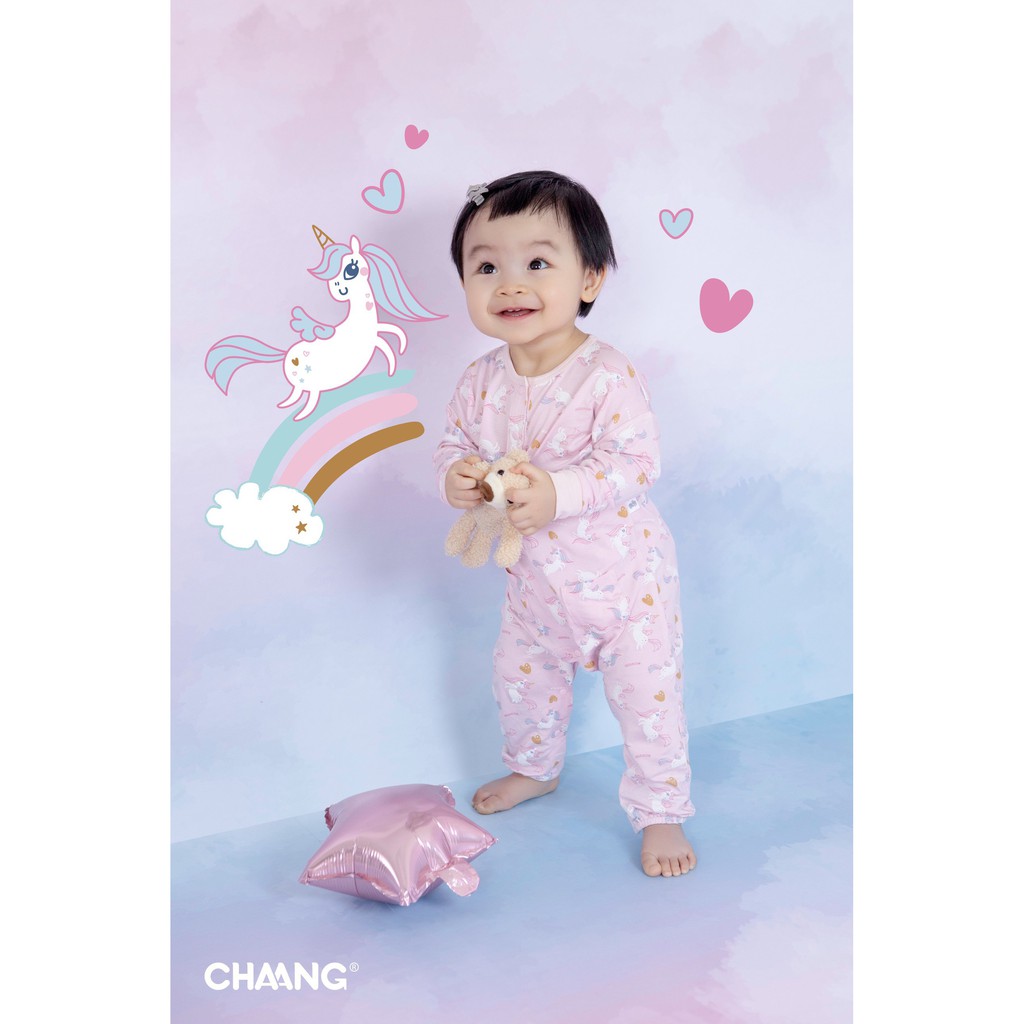 [CHÍNH HÃNG] Body dài tay cúc giữa họa tiết Pony Chaang