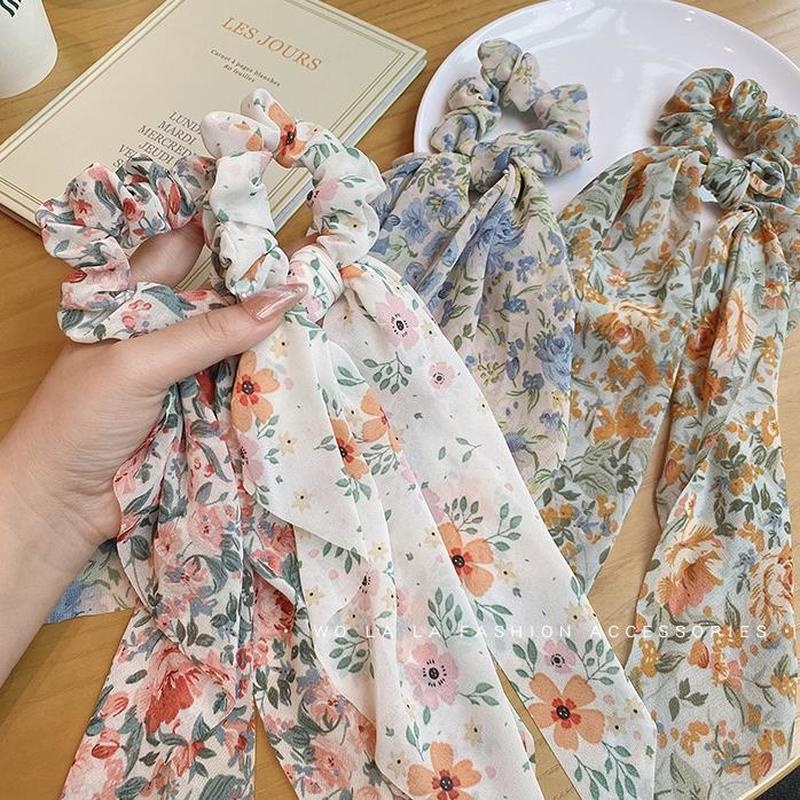 Dây Buộc Tóc Đuôi Ngựa Dài Họa Tiết Hoa Xinh Xắn