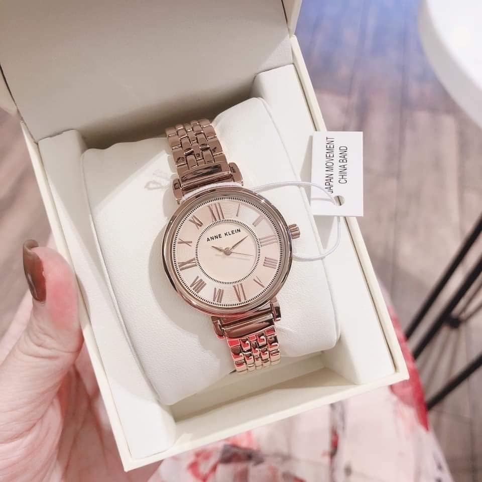 Đồng hồ nữ Anne Klein vàng hồng, mặt số la mã - Size 30mm