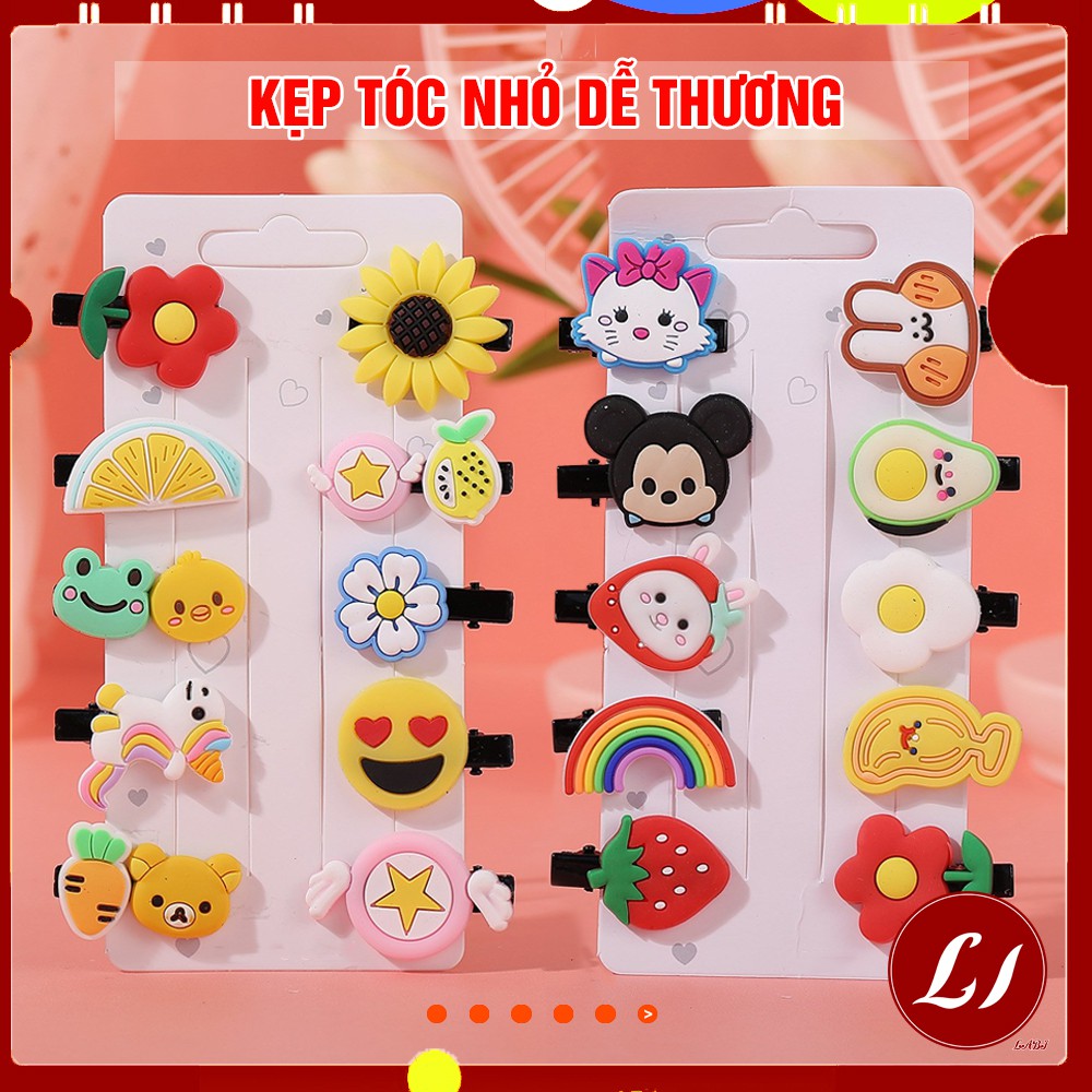 Set 10 Kẹp tóc nhỏ HOA QUẢ dễ thương, nhiều mẫu cho bé