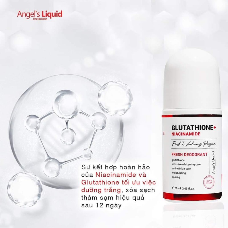 LĂN KHỬ MÙI DƯỠNG MỀM, LÀM TRẮNG, GIẢM THÂM ANGEL LIQUID GLUTATHIONE NIACINAMIDE FRESH DEODORANT 60ML - 8888