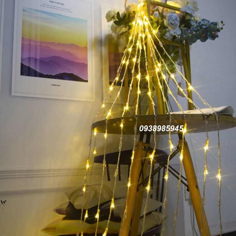 Đèn Led Trang Trí Thả Mành Kiểu Mưa Rơi Thác Nước 10 Sợi Dài 2.2m Ngang 3m Đủ Màu - Đèn Led Rèm Hiệu Ứng Mưa Rơi 3mx2m