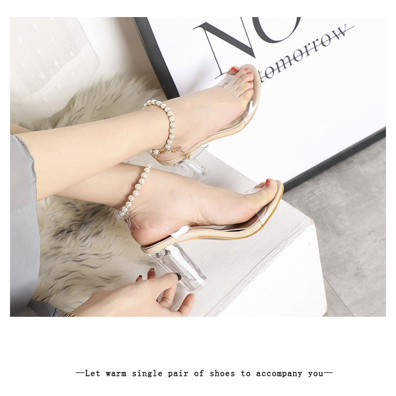 GIÀY CAO GÓT NỮ MWC - SANDAL CAO GÓT THỜI TRANG - CAO GÓT ĐẾ TRỤ VUÔNG 7CM   - CAO GÓT QUAI TRONG SANG CHẢNH NUCG-3574