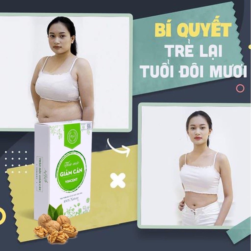 Giảm cân VINCENT liệu trình 30 ngày tặng ngay 20 viên detox mỡ bụng hỗ trợ giảm từ 3-7kg an toàn- hiệu quả