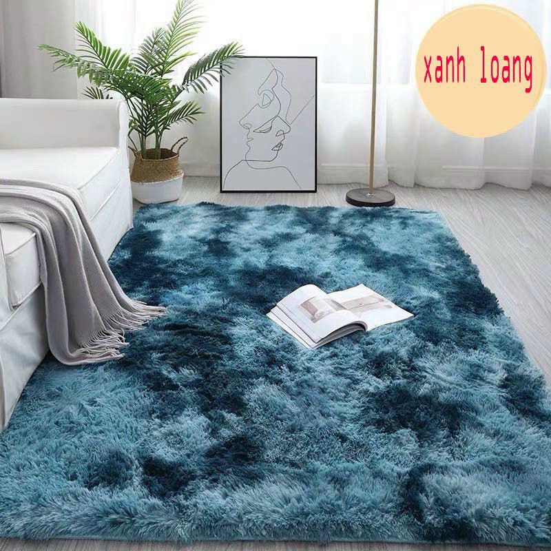 Thảm lông loang trải sàn - Lông dày, dài, mịn cao câp (kt: 1m2 x 1m6)