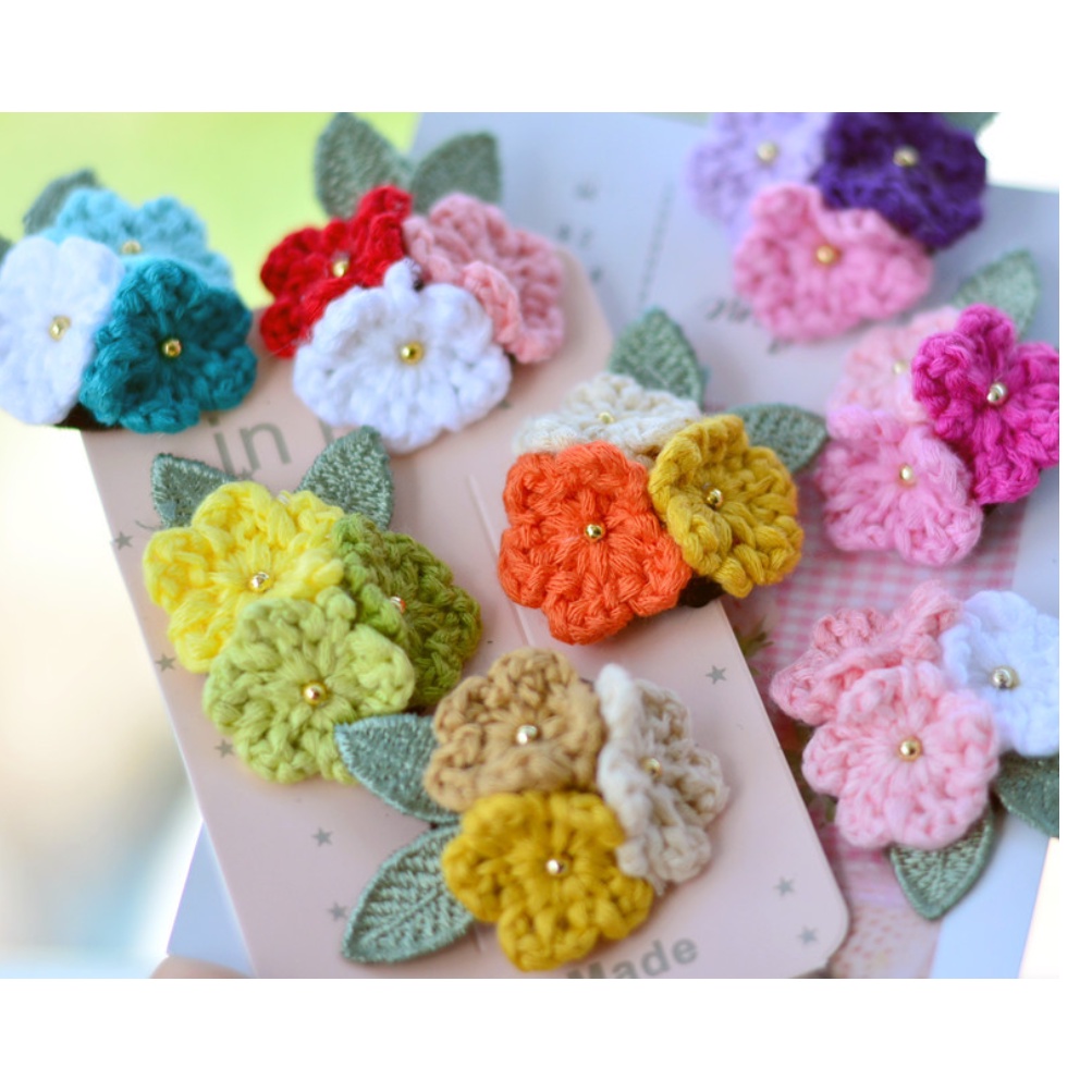 Diy Kẹp Tóc Hình Hoa Kiểu Hàn Quốc Xinh Xắn Cho Nữ/ diy tự móc hoa làm handmade/ kit làm cài áo hoa tú cầu/ nana shop