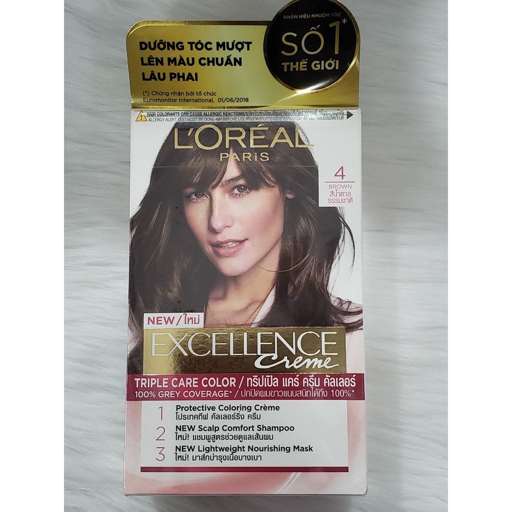 Thuốc Nhuộm Tóc Loreal Exc Crème số 4 Nâu Tự Nhiên 172ml