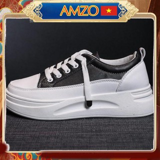 Giày Thể Thao, Giày Thể Thao Nữ Đê Độn Cao 3Cm Hàng Cao Cấp  Sang Chảnh Hai Màu Đen Trắng Minhtushoes Shop