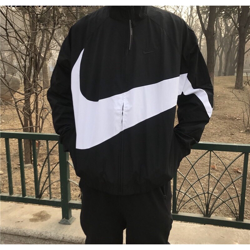 Áo Khoác Dù Jacket Thể Thao Big Swoosh Màu Đen - Vải Cao Cấp