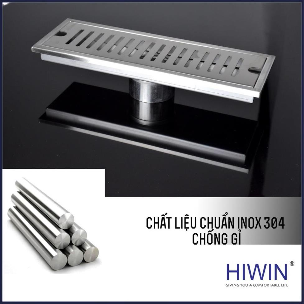 Phễu ga thoát sàn dáng dài thoát nước nhanh inox 304 kích thước 100x300mm HIWIN FD-06