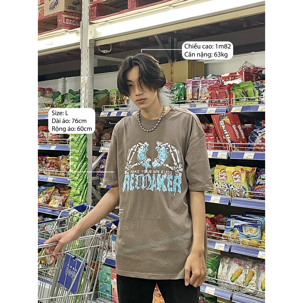 Áo Thun Oversize REMAKER Communion Tee Unisex Tay Lỡ - Nâu - Local Brand Chính Hãng