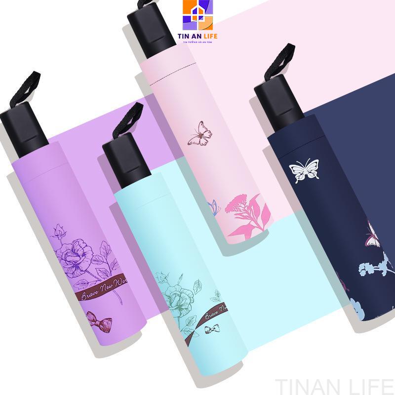 Ô Dù Đi Mưa Đi Nắng Gấp Gọn, Họa Tiết Đàn Bướm, Chống UV