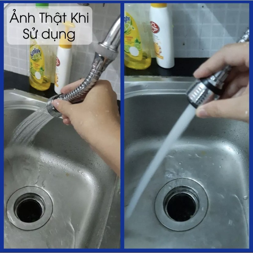 Đầu vòi xịt nước tăng áp 2 chế độ cho vòi bồn rửa Turbo Flex xoay 360 độ mới thiết kế dạng vòi sen điều chỉnh dòng nước.