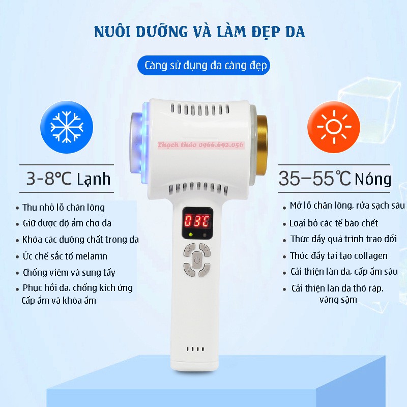 Búa Điện Di Nóng Lạnh - Máy Đẩy Tinh Chất Nóng Lạnh Công Nghệ Mới Nhất Giúp Trẻ Hóa Làn Da