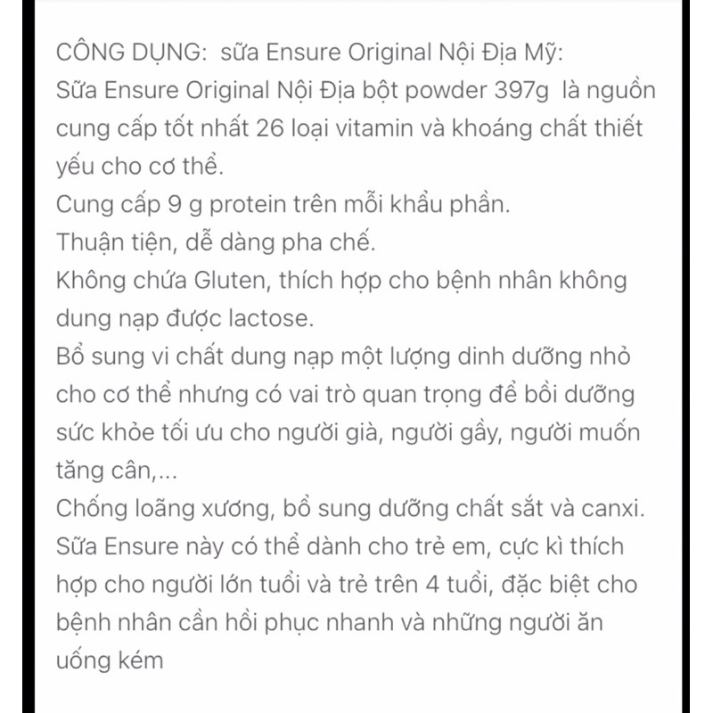 Sữa Ensure Mỹ Original 397g Mẫu Mới