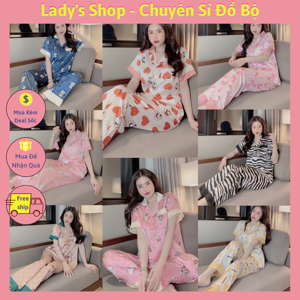 Đồ Ngủ Nữ�Đồ Bộ Pijama Lụa Tay Ngắn-Quần Dài Xinh Xắn 💖Chất Liệu Satin Siêu Mát | BigBuy360 - bigbuy360.vn
