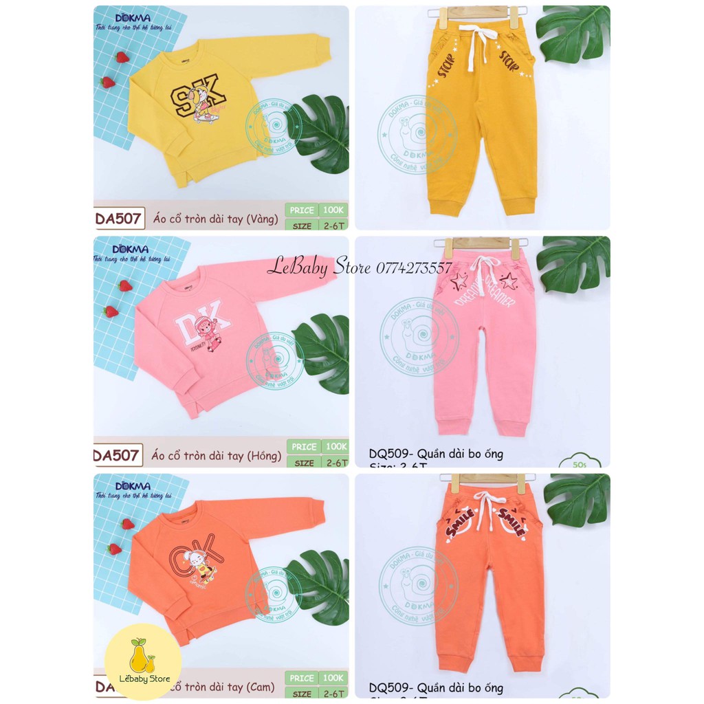 (2-6Y) Quần dài bo ống vải cotton cho bé - DOKMA