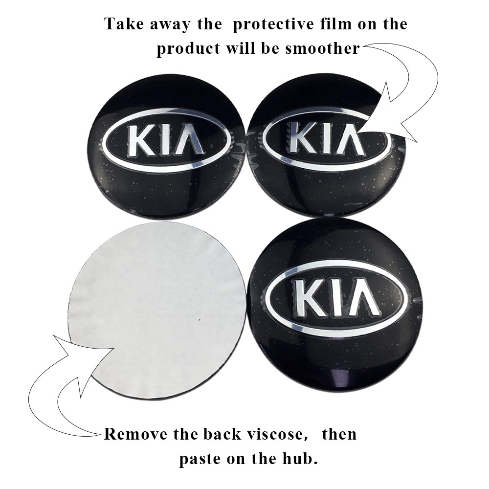 Set 4 miếng dán trang trí trục bánh xe hơi 56mm Kia K3 K5