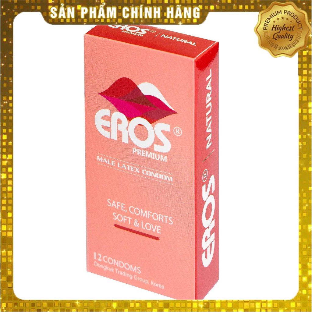 Bao Cao Su Siêu Mỏng Trơn EROS PREMIUM - Hộp 12 chiếc