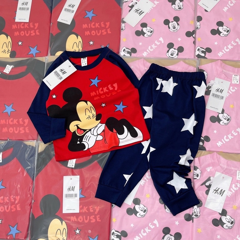 Bộ cotton Mickey đi học cho bé trai, bé gái từ 8-17kg