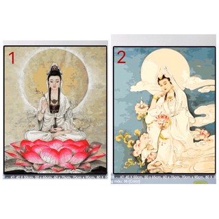 Tranh số hoá tự tô màu theo số trên vải đã được căng sẵn khung - Tranh Quan ÂM Bồ TÁC, Tranh phật pháp, kt: 40x50cm