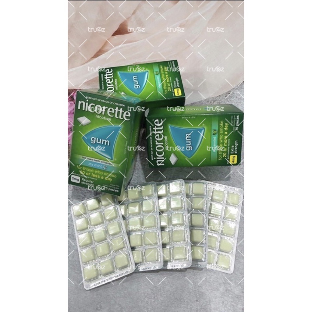 Kẹo cao su cai thuốc lá Nicorette Gum 75nviên [Chính hãng]