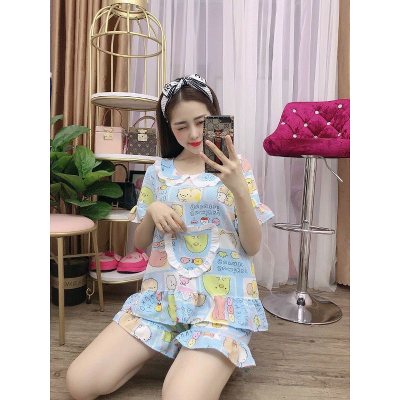 Đồ bộ piama lụa hàn siêu dễ thuơng size dưới 60kg.LH008