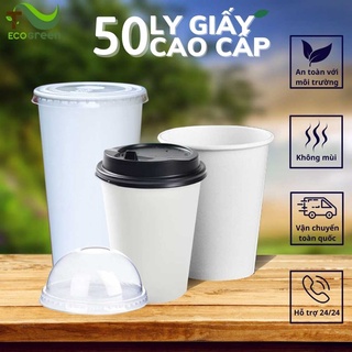 Combo 50 Ly Giấy Cao Cấp, Cốc Giấy Dùng 1 Lần Các Loại Nắp Và Dung Tích