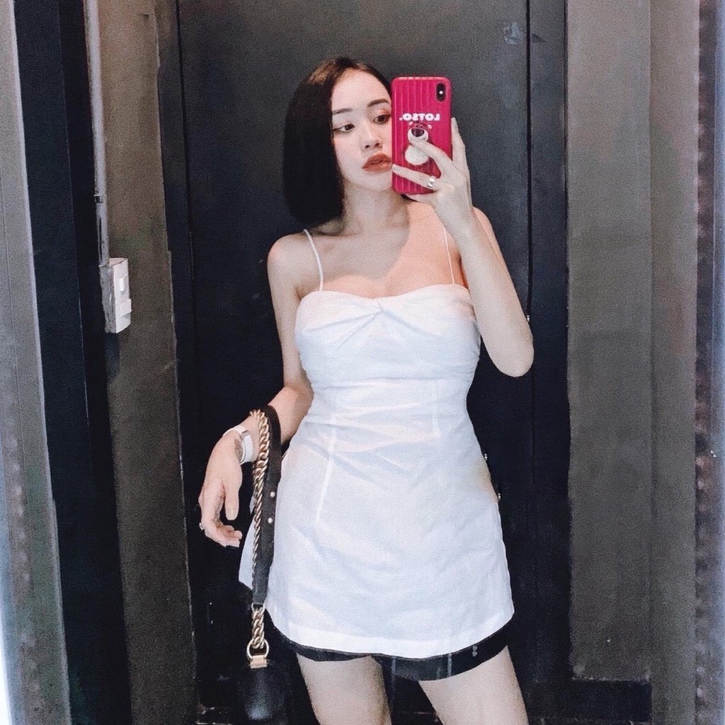 Áo 2 dây xẻ lai dài  chất liệu linen nhiều màu MSB10