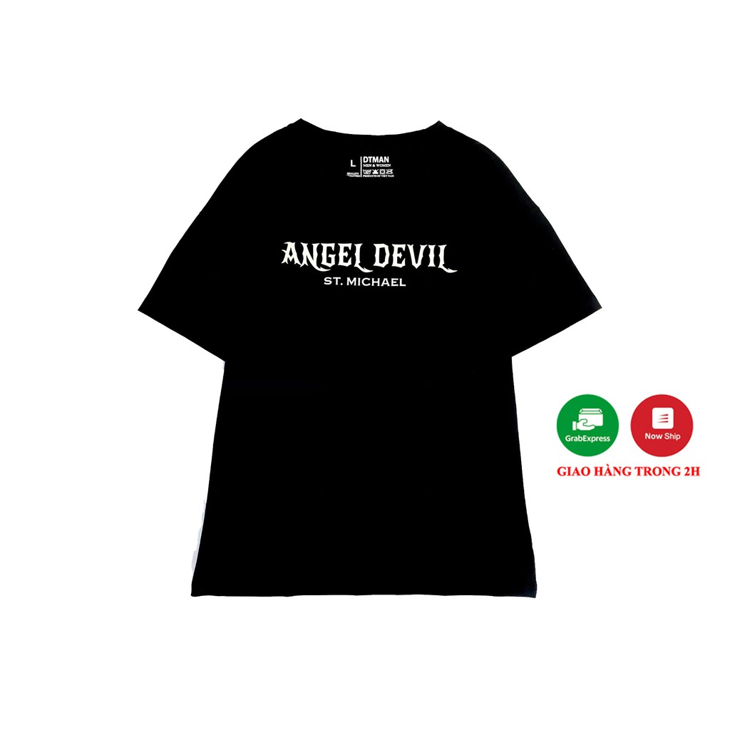 Áo thun form rộng in hình Angel Devil phông tay lỡ Unisex nam nữ cotton tee oversize