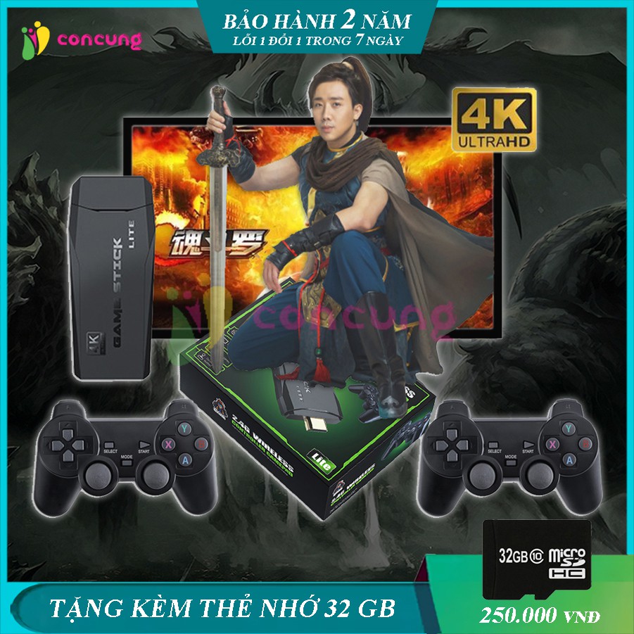 Máy chơi game cầm tay, máy chơi Game 4 Nút HDMI không dây game stick 4K tích hợp 3500 game cổ điển Bảo hành 2 năm