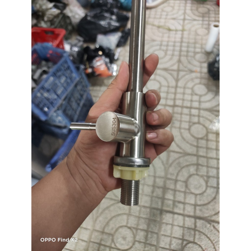 Vòi rửa chén lạnh Inox 304 - phi 18 ty đồng