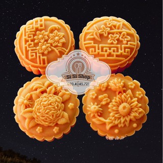 Khuôn bánh trung thu 3D 150g-180g 4 mặt hoa cúc