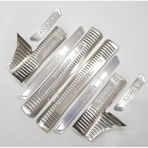 Ốp Bậc Cửa, Nẹp Bước Chân Trong, Ngoài Xe  Huyndai Kona 2022-2018 Chất Liệu Inox Cao cấp Load Ô Tô