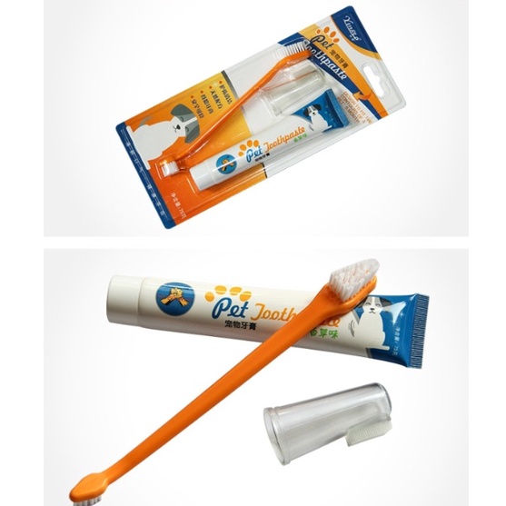 Bộ Bàn Chải Và Kem Đánh Răng Cho Chó Mèo - Hàng chuẩn an toàn cho bé Có thể nuốt được