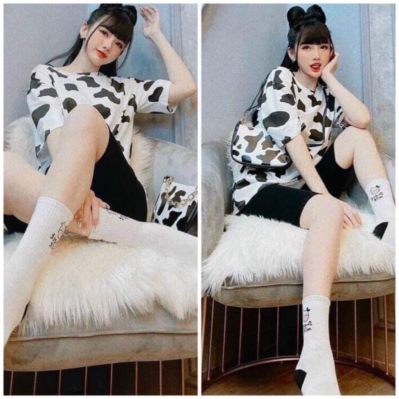 [Sale Sốc]Set Bộ Áo Phông Bò Sữa Quần Legging 🦋 Set Quần Áo Nữ Họa Tiết In 🦋