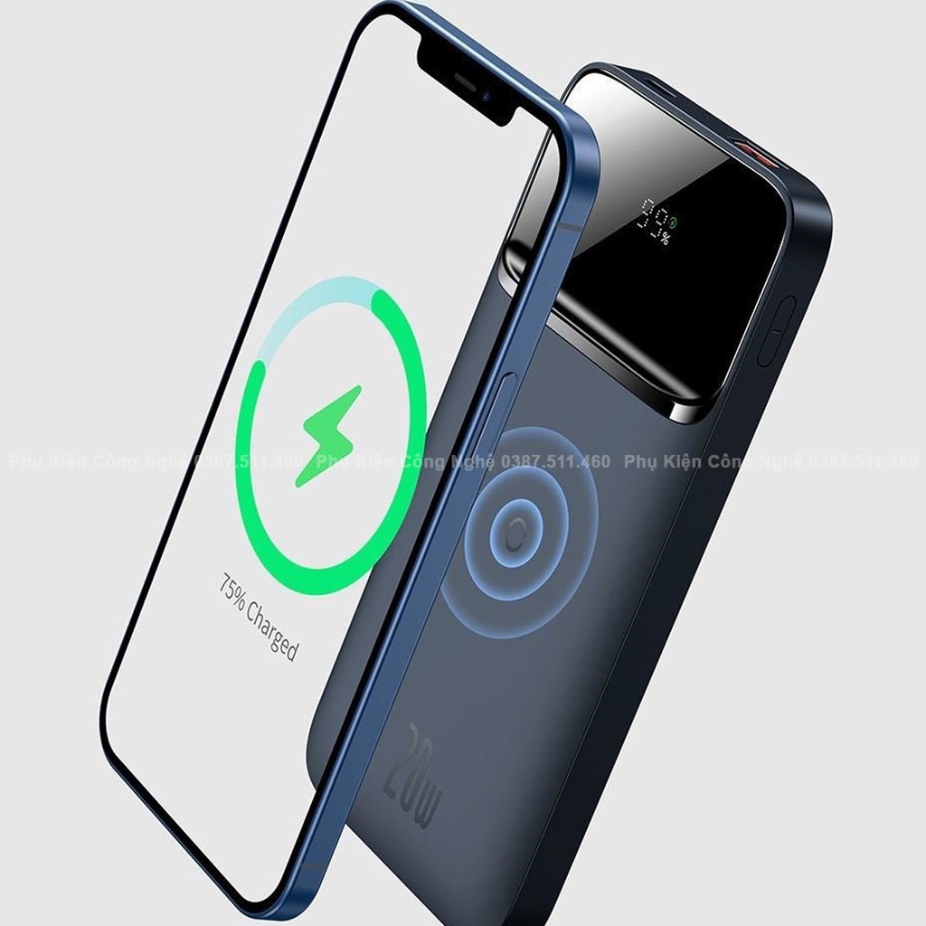 Pin dự phòng sạc không dây tích hợp nam châm Baseus Magnetic wireless quick charging power bank 10000mAh 20W