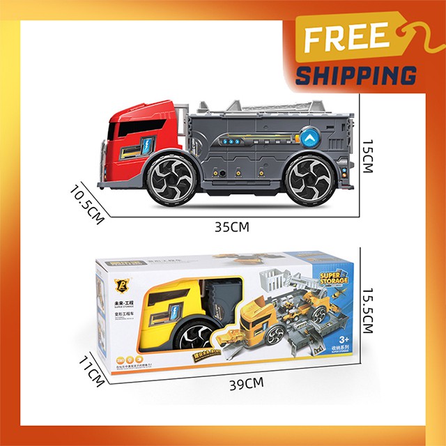 [FREESHIP❤️] Xe Đồ Chơi Chứa Xe Chữa Cháy Quân Sự Kèm Cầu Trượt 3 Màu Lựa Chọn