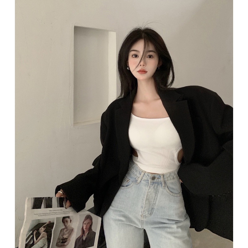 DUNEA Áo Tank Top Hai Dây Màu Trơn Có Đệm Lót Cho Nữ