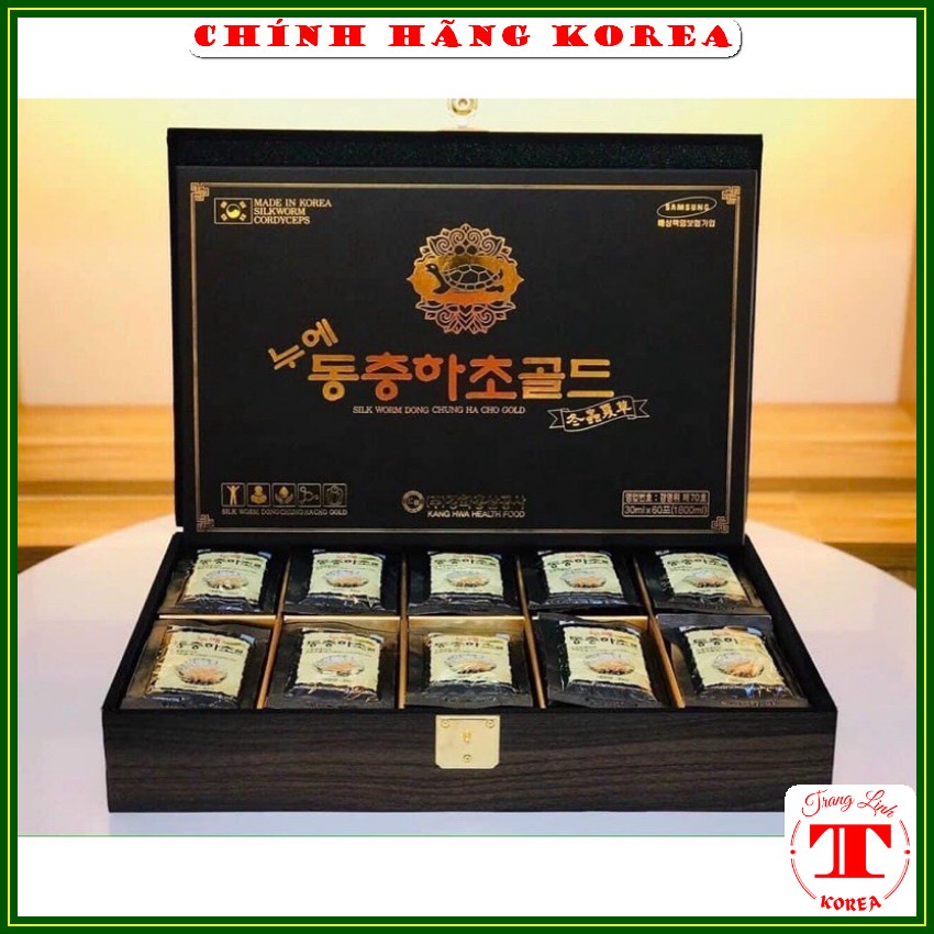 Nước đông trùng hạ thảo hàn quốc hộp gỗ đen 60 gói - Tăng đề kháng, sức khỏe, phòng ung thư - tranglinh