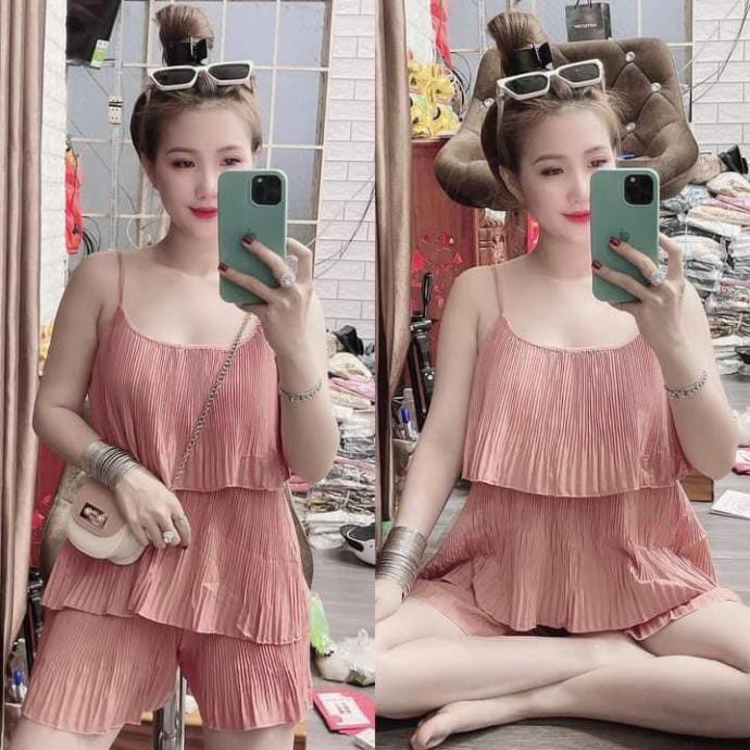 SÉT ĐỒ BỘ NỮ XẾP LI 2 TẦNG DUYÊN DÁNG PHONG CÁCH QUYỄN RŨ GỢI CẢM HÀNG MỚI