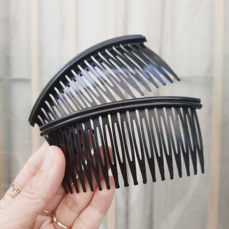 Lược cài tóc 2 hàng đen bóng mẫu ngắn (9.5cm)